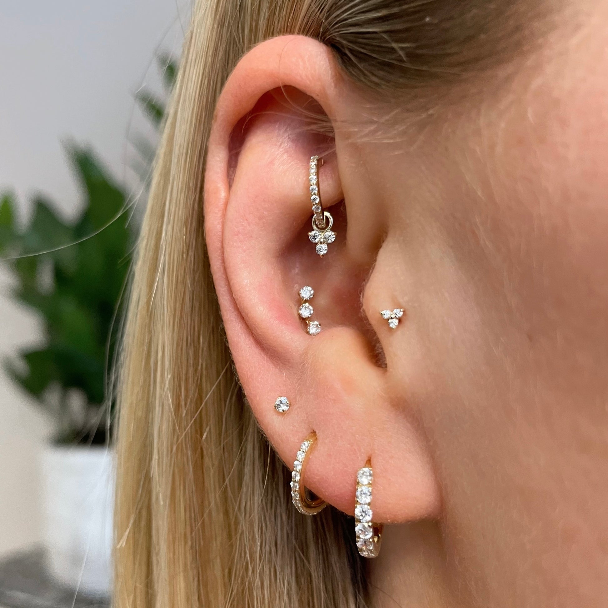 The tiny trio stacking set - 9k solid yellow gold flat back labret stud earring set Stacking Sets Laura Bond Jewellery