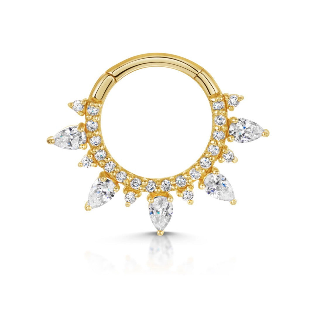 Laura Bond Jewellery 9k solid yellow gold 9mm 16g Isolde hoop for daith or septum Huggies and Hoops