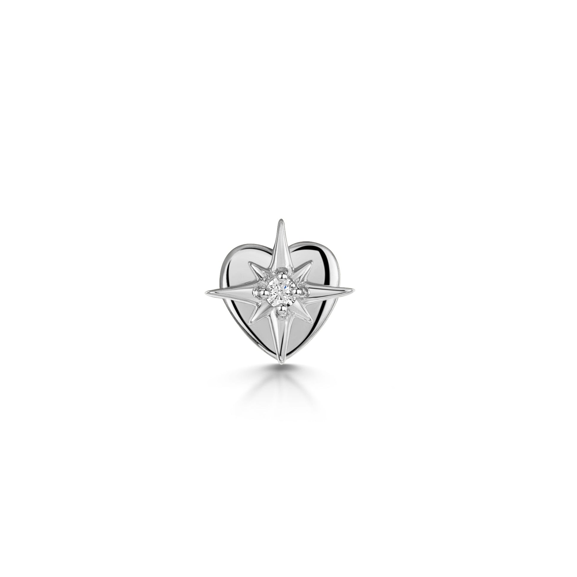 Laura Bond Jewellery Bold and Gold Edinburgh 14k solid white gold North Star flat back labret stud earring 8mm Cartilage Studs