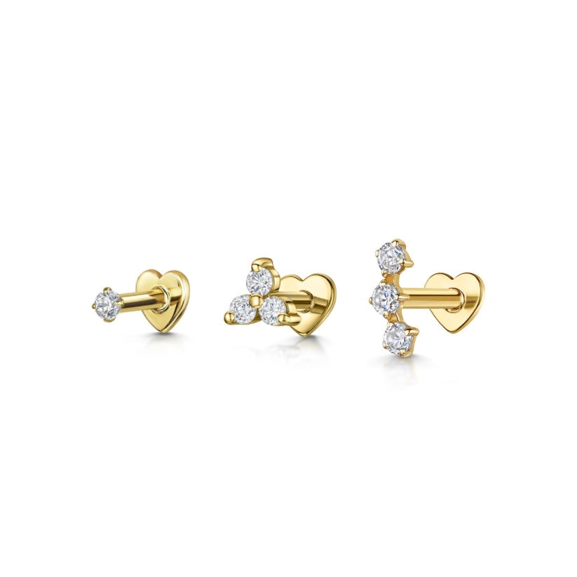 Laura Bond Jewellery The classic stacking set - 9k solid yellow gold flat back labret stud earring set Stacking Sets
