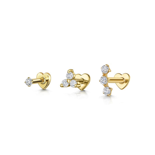 Laura Bond Jewellery Bold and Gold Edinburgh The classic stacking set - 9k solid yellow gold flat back labret stud earring set Stacking Sets