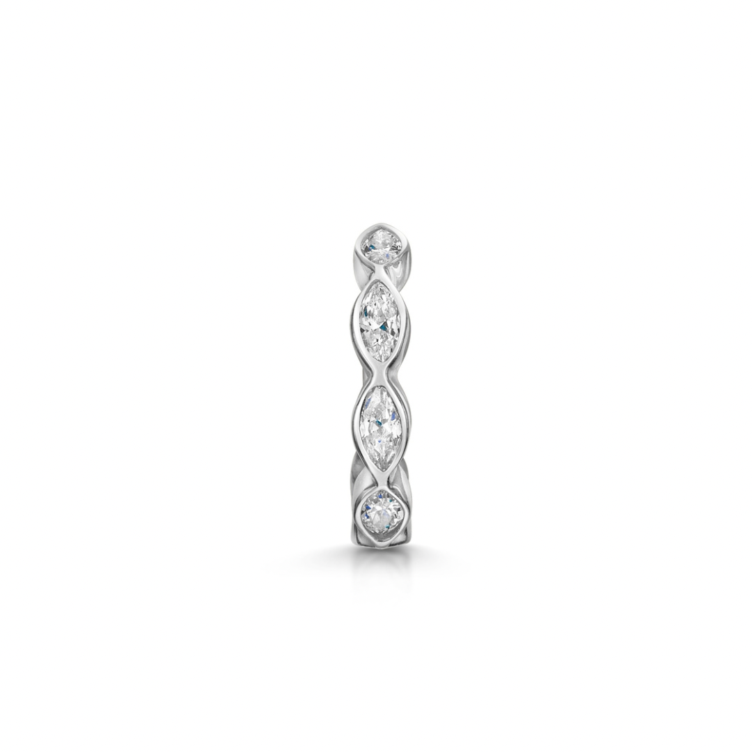Laura Bond Jewellery Bold and Gold Edinburgh 9k solid white gold 16g marquise crystal clicker hoop earring Huggies and Hoops