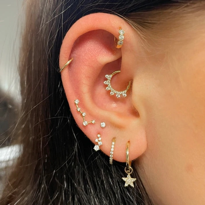 Laura Bond Jewellery Bold and Gold Edinburgh 14k solid yellow gold 18g clicker hoop earring Huggies and Hoops