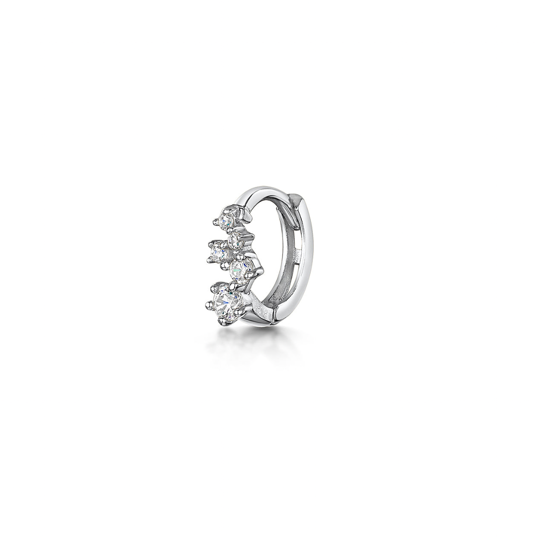 9K solid white gold constellation mini huggie earring