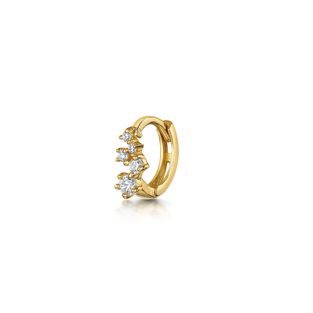 9k solid yellow gold constellation mini huggie earring