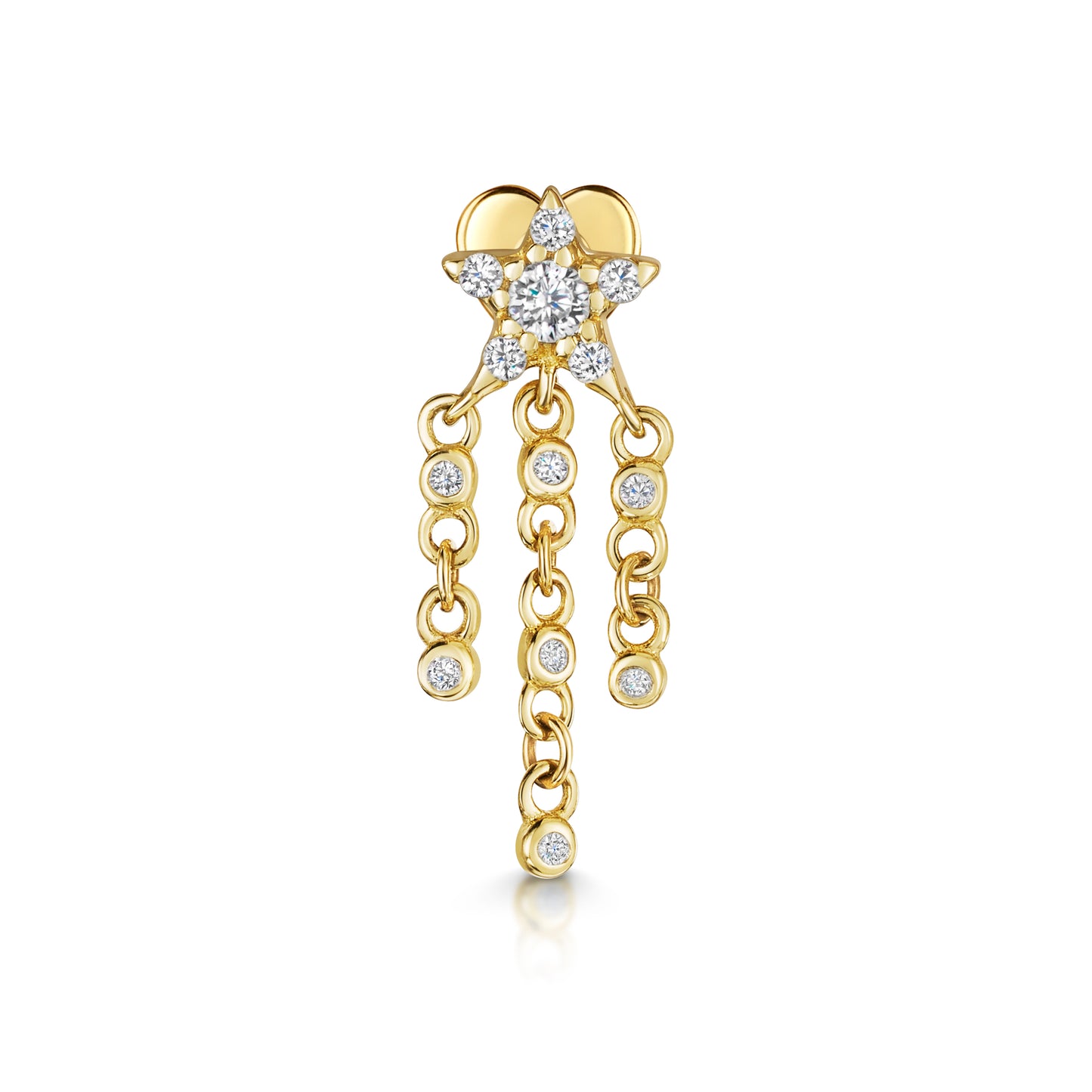 Laura Bond Jewellery Bold and Gold Edinburgh 14k solid yellow gold shooting star flat back labret stud earring 8mm Cartilage Studs