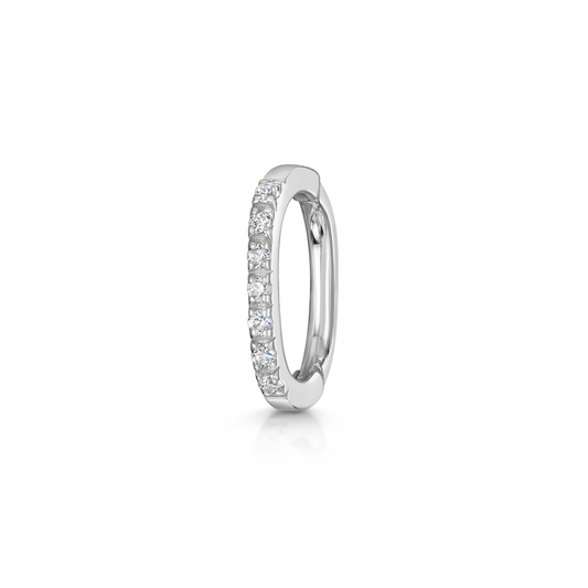 Laura Bond Jewellery Bold and Gold Edinburgh 9k solid white gold 7mm 16g crystal oval rook clicker hoop Huggies and Hoops