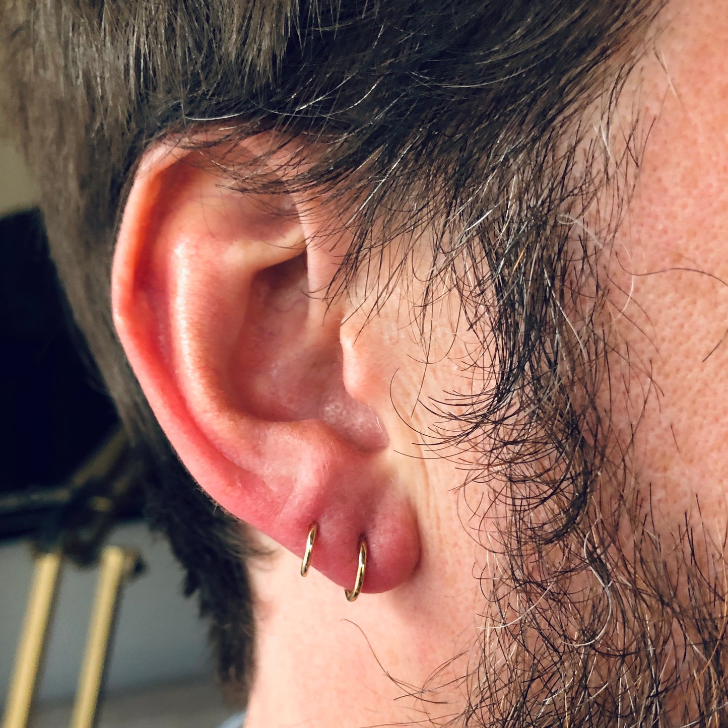 Laura Bond Jewellery Bold and Gold Edinburgh 14k solid yellow gold 18g clicker hoop earring Huggies and Hoops