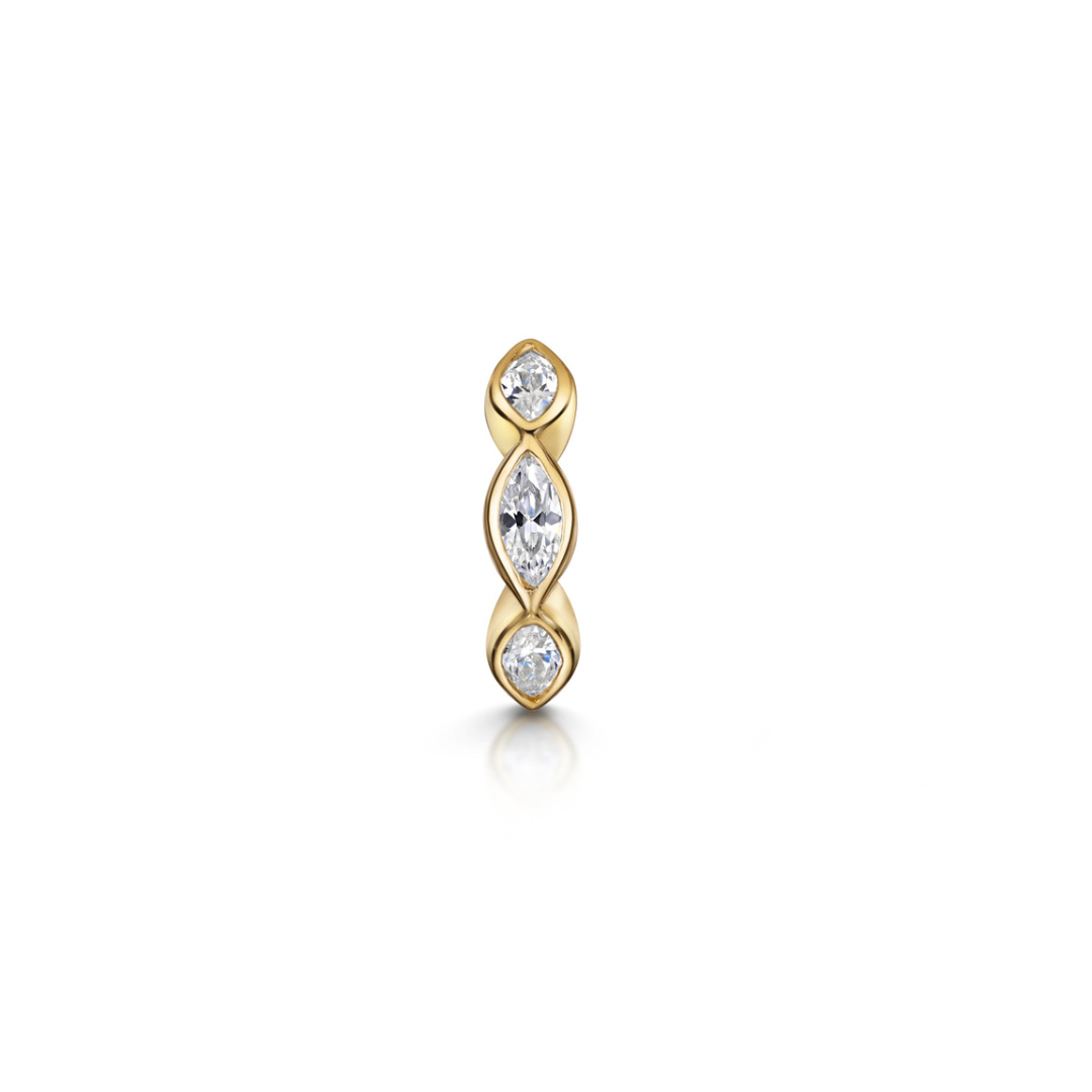 Laura Bond Jewellery Bold and Gold Edinburgh 9k solid yellow gold 6mm 16g marquise crystal mini clicker hoop earring Huggies and Hoops