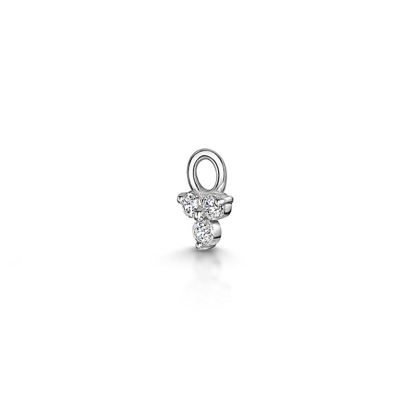 Laura Bond Jewellery Bold and Gold Edinburgh 9k solid white gold tiny crystal trio earring charm Chains and Charms