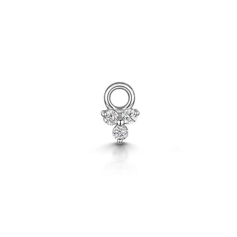Laura Bond Jewellery Bold and Gold Edinburgh 9k solid white gold tiny crystal trio earring charm Chains and Charms