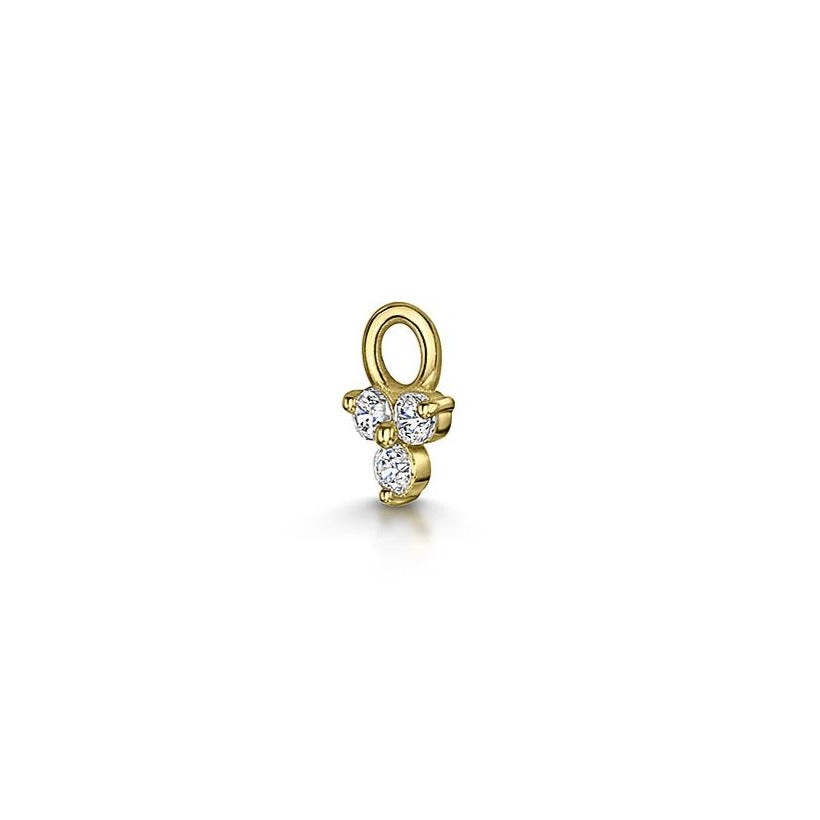 Laura Bond Jewellery Bold and Gold Edinburgh 9k solid yellow gold tiny crystal trio earring charm Chains and Charms