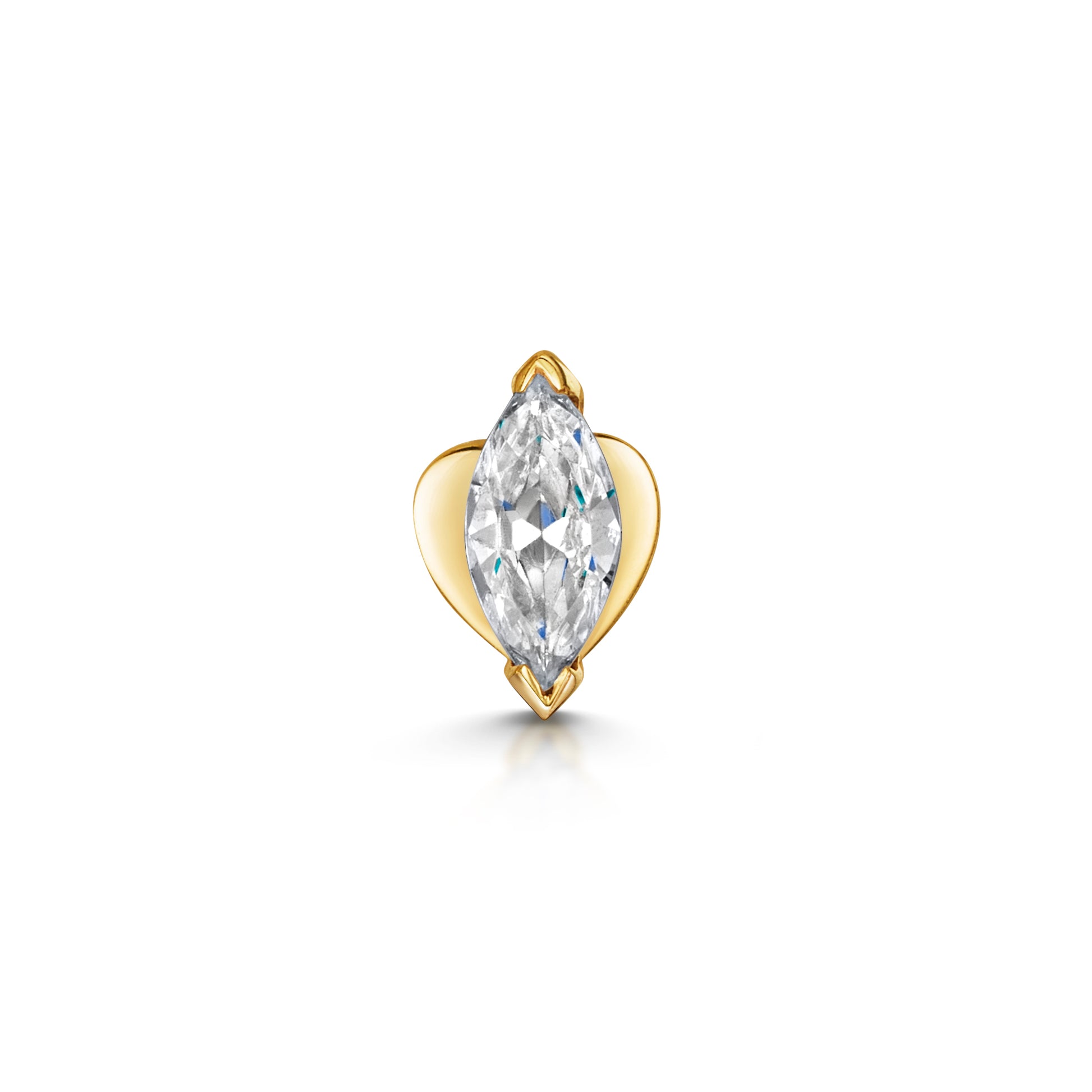 Laura Bond Jewellery Bold and Gold Edinburgh 14k solid yellow gold marquise flat back labret stud earring 8mm Cartilage Studs