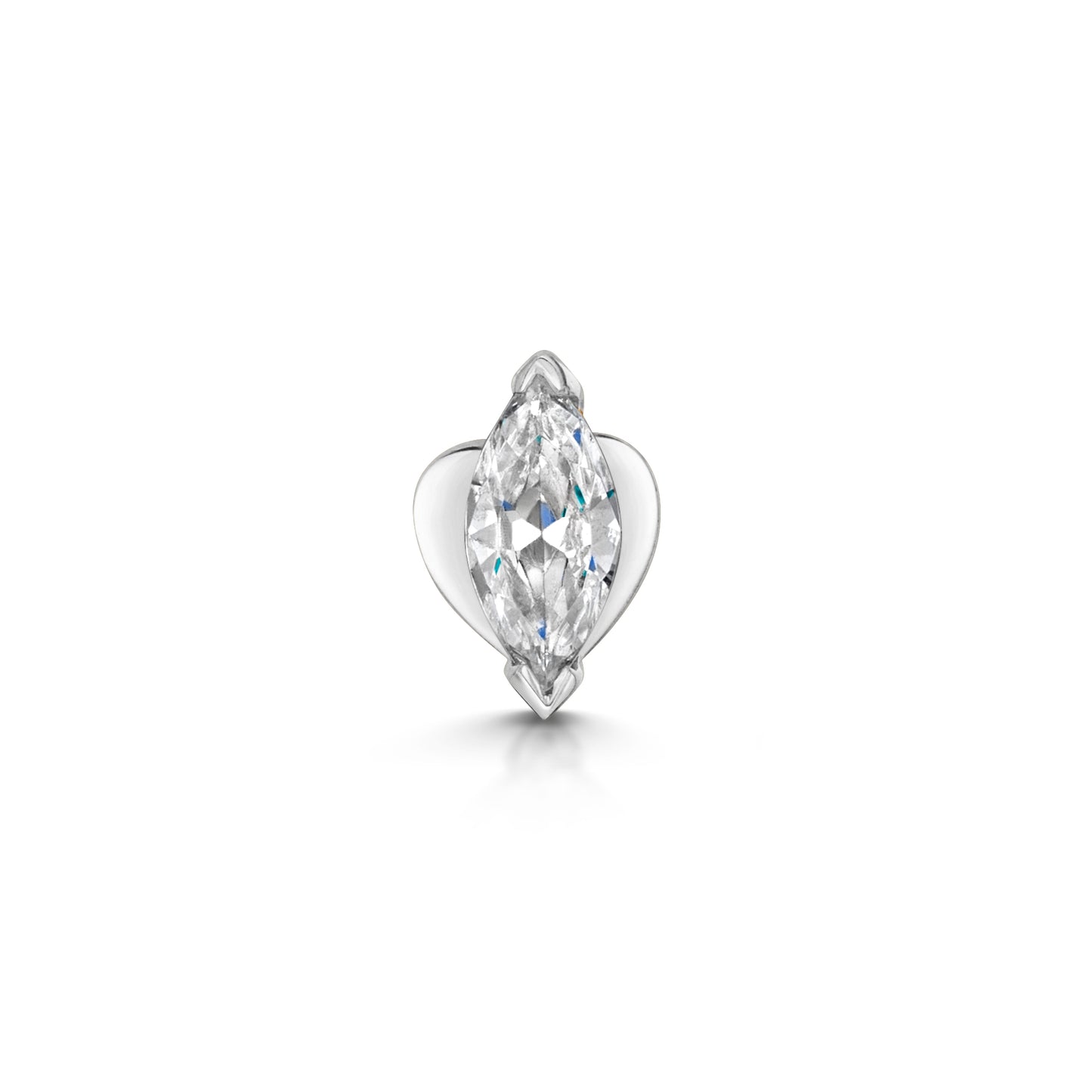Laura Bond Jewellery Bold and Gold Edinburgh 14k solid white gold marquise flat back labret stud earring 8mm Cartilage Studs