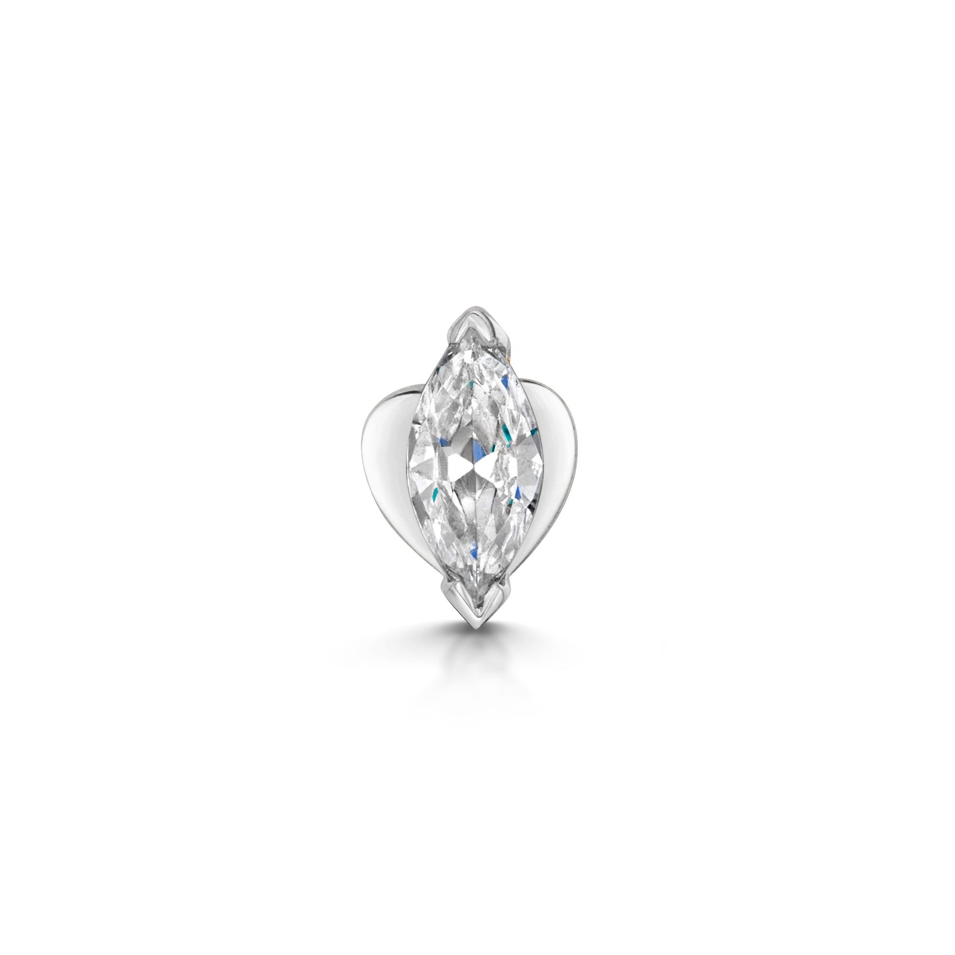 Laura Bond Jewellery Bold and Gold Edinburgh 14k solid white gold marquise flat back labret stud earring 8mm Cartilage Studs
