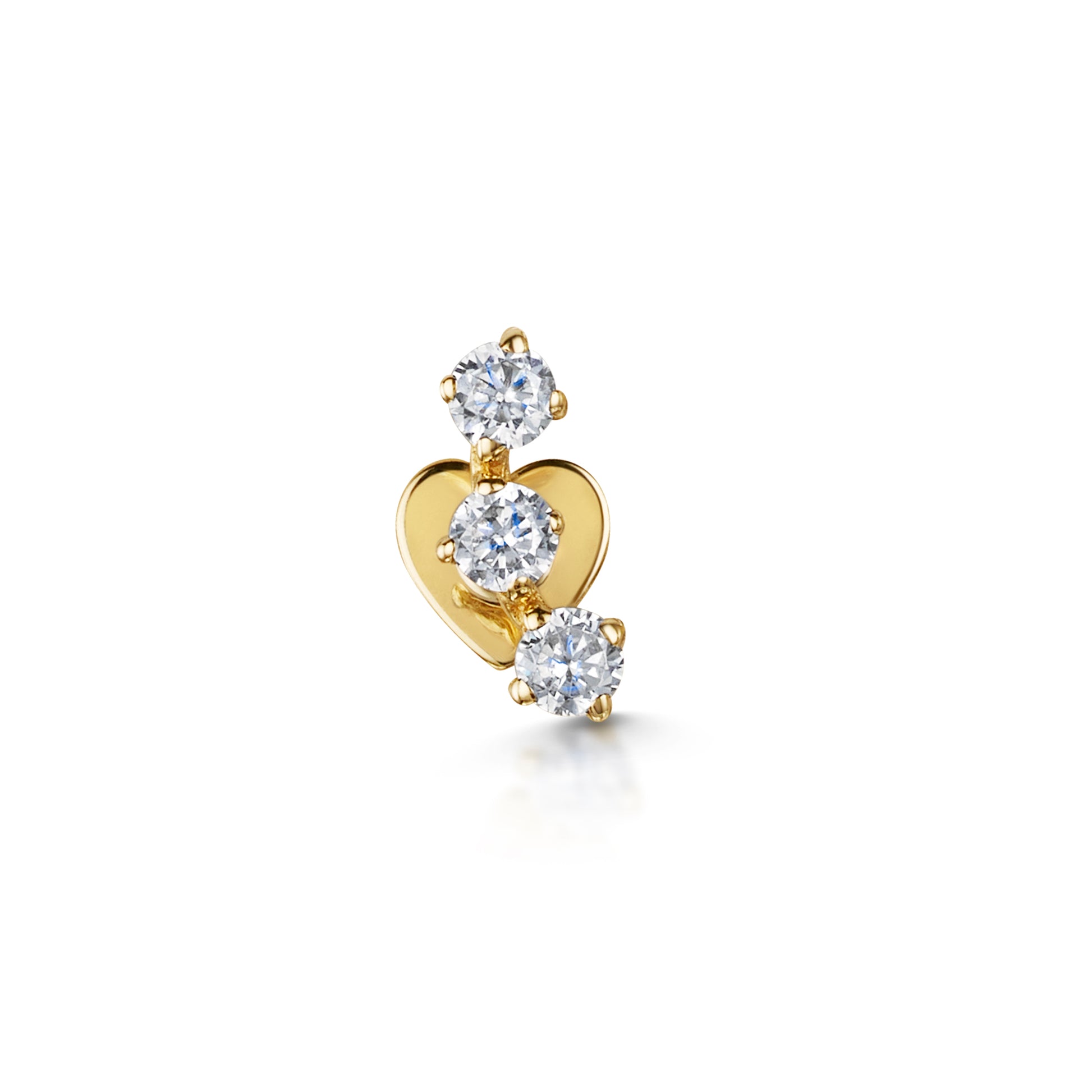 Laura Bond Jewellery Bold and Gold Edinburgh 14k solid yellow gold trinity crystal flat back labret stud earring 8mm Cartilage Studs