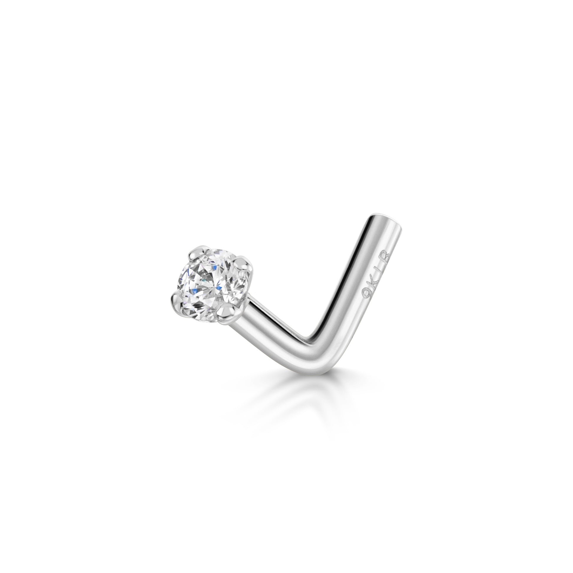 Laura Bond Jewellery Bold and Gold Edinburgh 9k solid white gold tiny crystal gem nose stud
