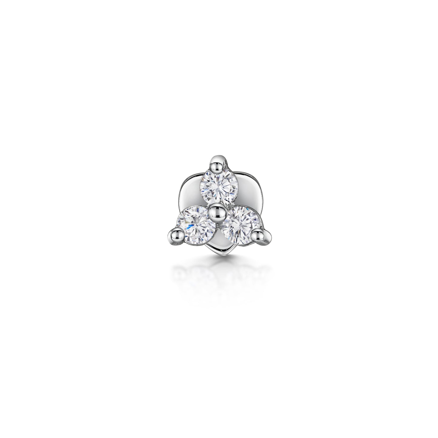 Laura Bond Jewellery Bold and Gold Edinburgh 14k solid white gold crystal trio flat back labret stud earring 8mm Cartilage Studs