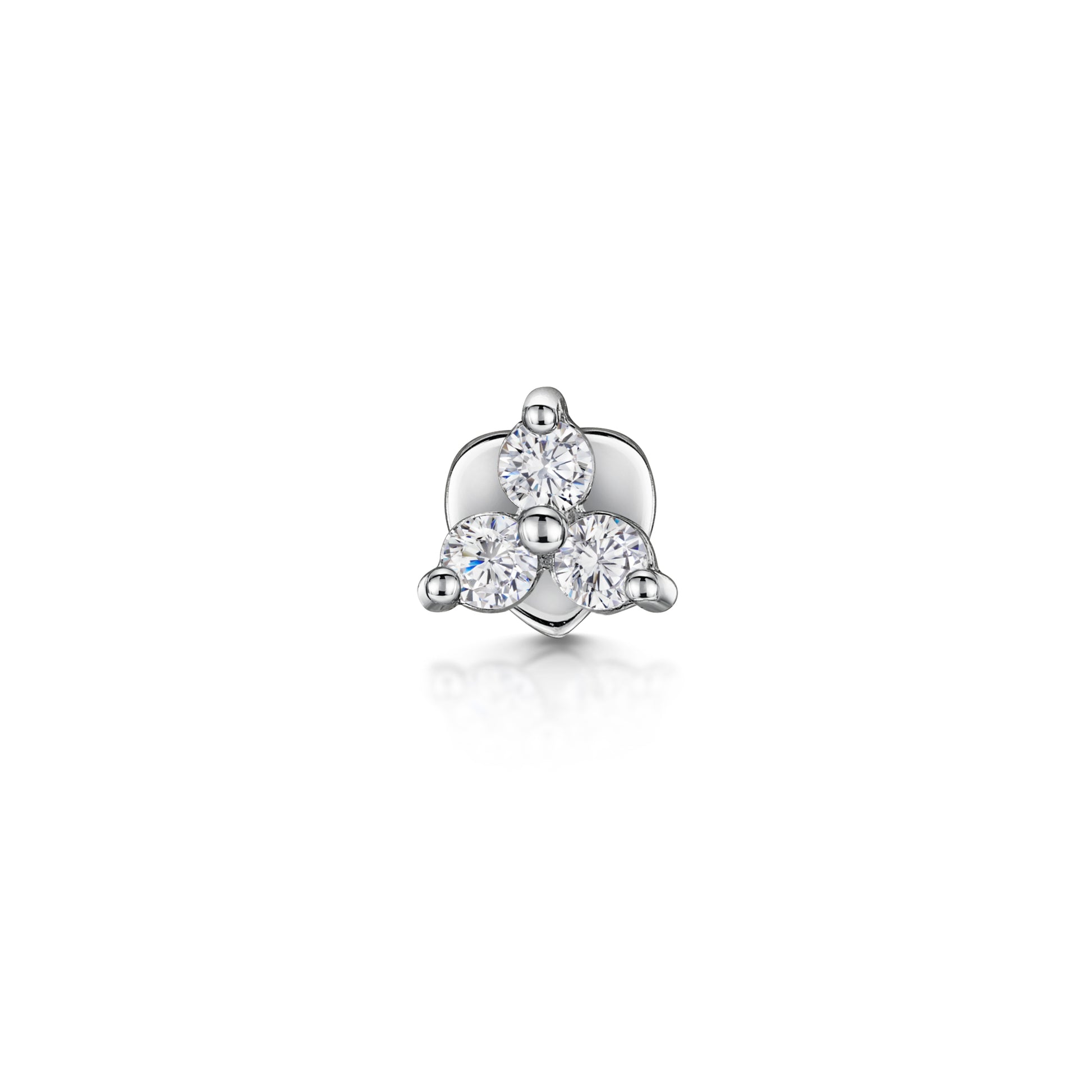 Laura Bond Jewellery Bold and Gold Edinburgh 14k solid white gold crystal trio flat back labret stud earring 8mm Cartilage Studs